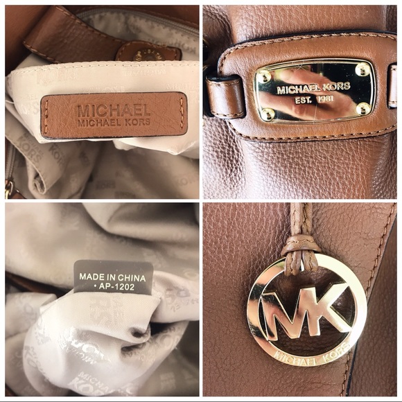 MK LG Luggage Tan Leather Hamilton Tote Satchel - Picture 8 of 10